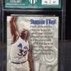 Back of 1995-96 Fleer Metal Shaquille O'Neal #215 Nuts & Bolts, graded Mint Authentication Gem Mint 10